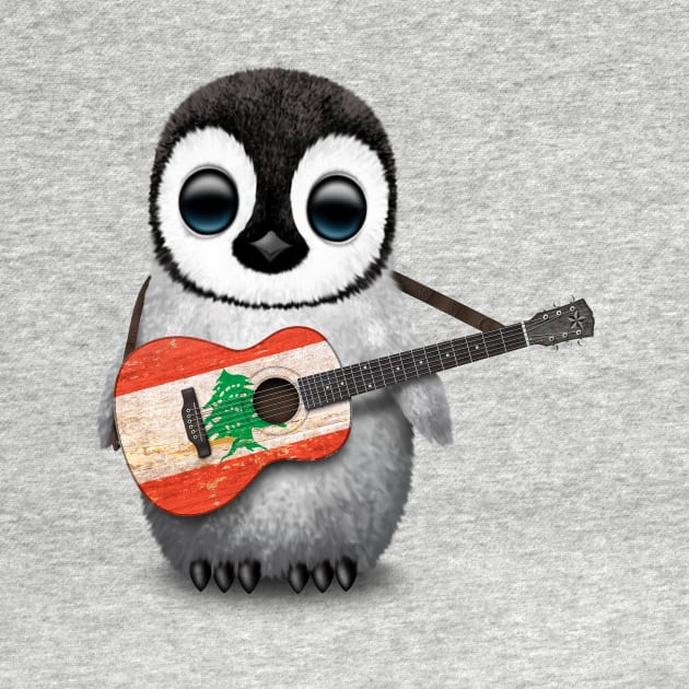 Baby Penguin Playing Lebanese Flag Guitar by jeffbartels